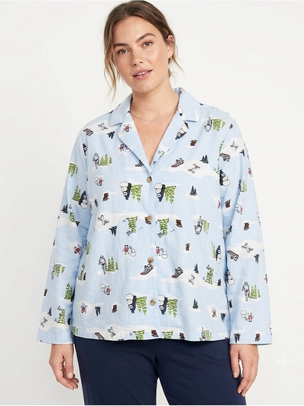Old Navy x Star Wars Pajama Top Womens 2X Blue Long Sleeve Cotton Sleepwear Shir